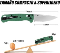 FLISSA összecsukható zseb kés 190 mm AUS-8 acél zöld EDC kemping túrázás utazás 2