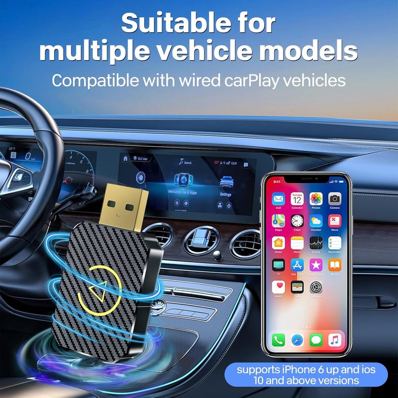 FLITI Wireless CarPlay Adapter USB-C, Plug and Play ezüst dongle