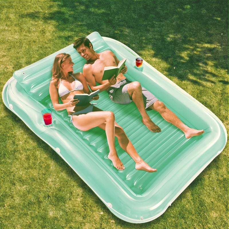Nafukovací ostrov Float Joy 200x120 cm s držiakmi na poháre, obrovské plážové lehátko do bazéna pre dospelých, nafukovací matrac na opaľovanie