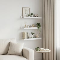 Lebegő fali polc szett 3 db - 60 cm fehér matt dekorációs polcok nappaliba és irodába 8