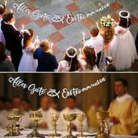 FLOFIA Ezüst Csillogó Első Szentáldozás Girland Banner Keresztelő Dekoráció 4