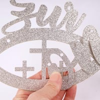 FLOFIA Ezüst Csillogó Első Szentáldozás Girland Banner Keresztelő Dekoráció 3