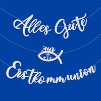FLOFIA Ezüst Csillogó Első Szentáldozás Girland Banner Keresztelő Dekoráció 6