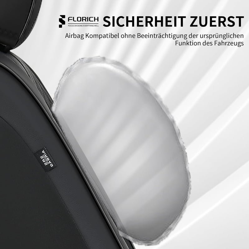 FLORICH Autó Üléshuzat Szett 5 Részes PU Bőr Vízálló Univerzális - Whole set, black