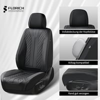 FLORICH Autó Üléshuzat Szett 5 Részes PU Bőr Vízálló Univerzális - Whole set, black 6