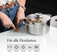 FLORINA Falcon rozsdamentes edény 2,5 L üvegfedővel és mérőskálával - 2.5 liter - 18 cm, Falcon 4