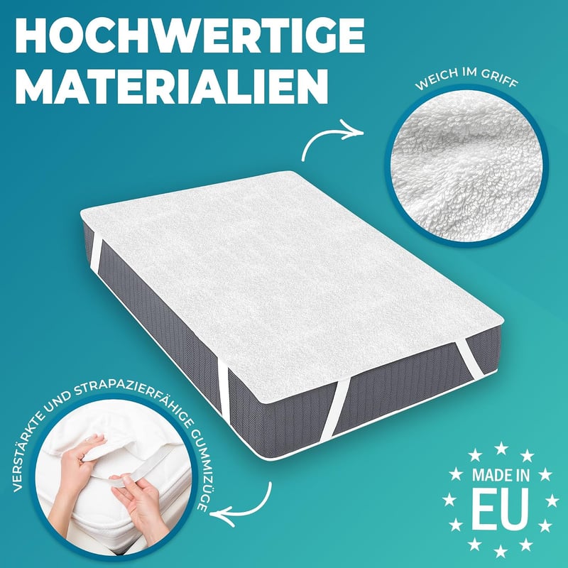 Flowen 60 x 120 cm vízálló pamut matracvédő lepedő inkontinencia betét nedvesség ellen, légáteresztő antiallergén és atkamentes, mosható mat