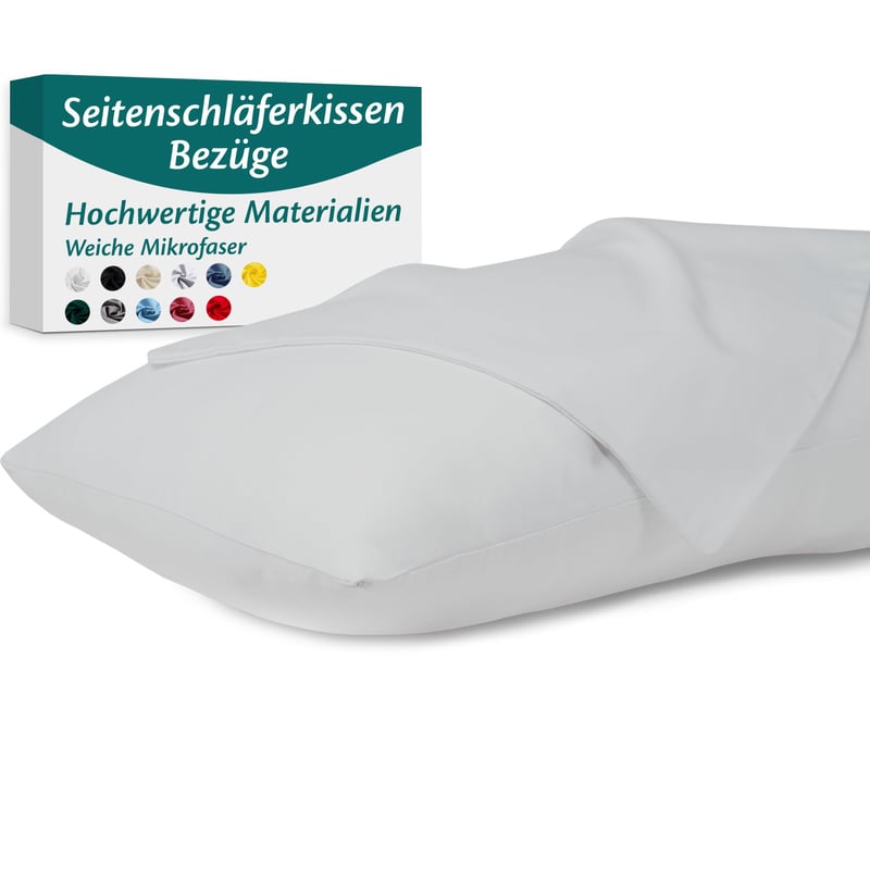 Flowen navlaka za jastuk od mikrovlakana za bočno spavanje, 2 kom - svijetlosiva - 40x145 cm