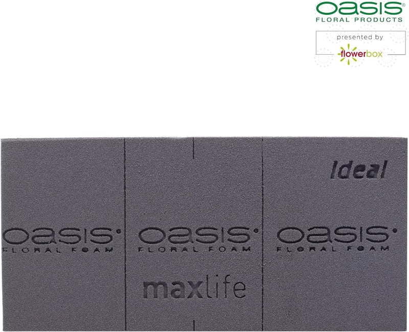 Flowerbox Oasis Black Ideal Maxlife Virághabszivacs 3db - 23x11x7,5cm Fekete Nedves Hab Friss Virágokhoz Esküvő Születésnap