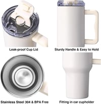 FloweryOcean 1200 ml Termosz Bögre Fogantyúval és Szívószállal - 100% Szivárgásmentes Dupla Falú Vákuumszigetelt Rozsdamentes Acél Pohár Mel 4
