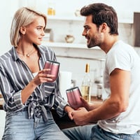 FloweryOcean Rozsdamentes Acél Boros Pohár Szett - 2db 12oz Hőszigetelt Pohár Fedéllel, 5 Óra Meleg/10 Óra Hideg Italtartás, BPA-mentes, Kem 7