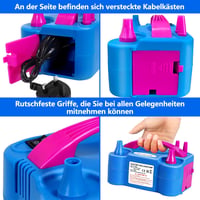 FLSEPAMB 600 W elektromos léggömbpumpa 2+2 fúvókával, 2 üzemmód 4