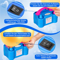 FLSEPAMB 600 W elektromos léggömbpumpa 2+2 fúvókával, 2 üzemmód 2