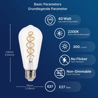 FLSNT Edison E27 LED izzó retro spirál filament 4W meleg fehér 4db 2