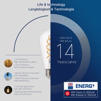 FLSNT Edison E27 LED izzó retro spirál filament 4W meleg fehér 4db 3
