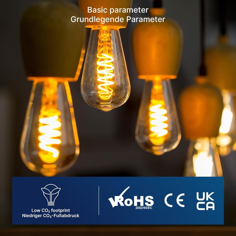 FLSNT Edison E27 LED izzó retro spirál filament 4W meleg fehér 4db