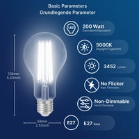 FLSNT LED Edison E27 izzó 18W 3452 lumen nappali fény 5000K 2db 2