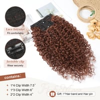 Flufymooz Clip-in predlžovanie vlasov 4 ks 100% proteínové hodvábne kučeravé nadpojené vlasy pre ženy 50 cm medená červená 4