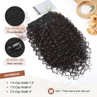 Flufymooz Clip-in predlžovanie vlasov 4 ks 100% proteínové hodvábne vlasy 20 palcov kučeravé prírodné príčesky pre ženy tmavá čokoládovo hnedá 4