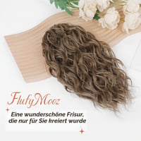 Flufymooz predlžovací cop 31 cm, vlnitý kučeravý syntetický príčesok so štipcom, tmavá popolavá blond, pre ženy 2