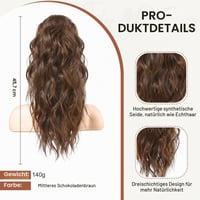 Flufymooz vlnitý kučeravý príčesok v tvare konského chvosta so štipcovým uzáverom, 46 cm, syntetické vlasy pre ženy, stredne čokoládovo hnedá 2