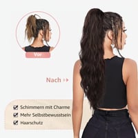 Flufymooz predlžovací cop 66 cm, kučeravý príčesok so sťahovacou šnúrkou pre ženy, tmavá popolavá blond s melírom 4
