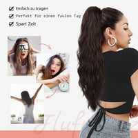 Flufymooz predlžovací cop 66 cm, kučeravý príčesok so sťahovacou šnúrkou pre ženy, tmavá popolavá blond s melírom 5