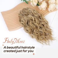 Flufymooz vlnitý kučeravý príčesok do chvosta so štipcom, 31 cm, zlatá blond s melírom, syntetický príčesok pre ženy 2