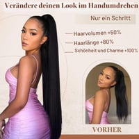 Flufymooz Ponytail predlžovanie vlasov, 66 cm dlhý rovný príčesok v štýle konského chvosta so sťahovacou šnúrkou, syntetický príčesok pre ženy, farba ebenovo čierna 5