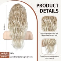 Flufymooz Príčesok v tvare copu so štipcom, 46 cm vlnité kučeravé syntetické vlasy pre ženy, tmavý blond až svetlý blond 2