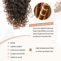 Flufymooz predlžovanie vlasov typu vrkoč so štipcom, 46 cm, vlnité, 100% proteínové hodvábne vlákno, tmavohnedý odtieň mandle s medeným nádychom, prirodzene vyzerajúce umelé vlasy pre ženy 2