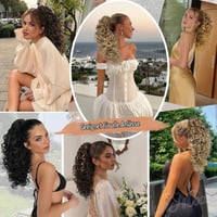 Flufymooz predlžovanie vlasov typu vrkoč so štipcom, 46 cm, vlnité, 100% proteínové hodvábne vlákno, tmavohnedý odtieň mandle s medeným nádychom, prirodzene vyzerajúce umelé vlasy pre ženy 6