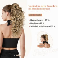 Flufymooz predlžovanie vlasov typu vrkoč so štipcom, 46 cm, vlnité, 100% proteínové hodvábne vlákno, tmavohnedý odtieň mandle s medeným nádychom, prirodzene vyzerajúce umelé vlasy pre ženy 5