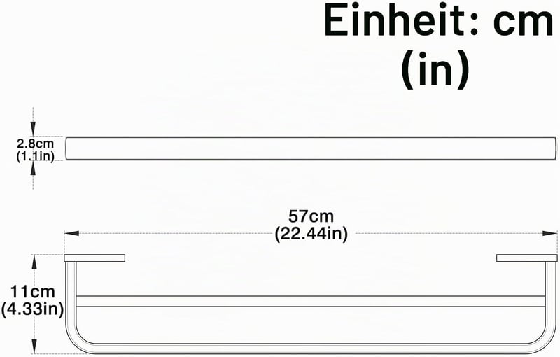 Flybath Dupla Törölközőtartó Fali 57cm Bronz Kefe Hatású