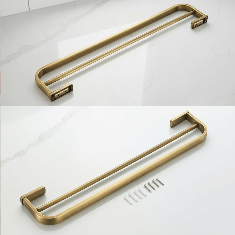 Flybath Dupla Törölközőtartó Fali 57cm Bronz Kefe Hatású