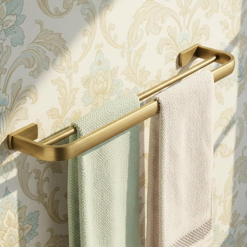 Flybath Dupla Törölközőtartó Fali 57cm Bronz Kefe Hatású