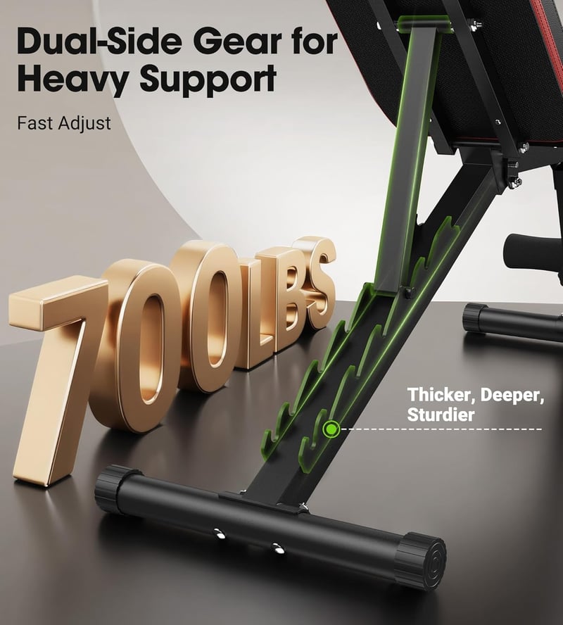 FLYBIRD Multifunkciós Edzőpad - 8 Pozíciós Háttámla, 3 Állítható Lábtartó, 317kg Terhelhetőség, Összecsukható Súlyzópad Otthoni Edzőteremhez