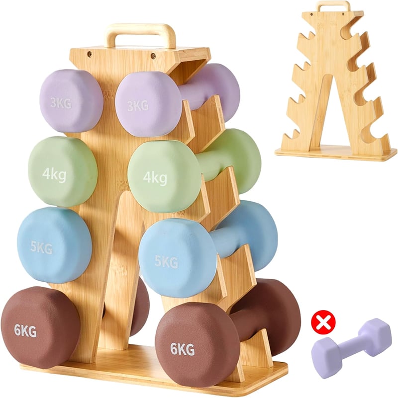 Flycoop 4 szintes A-frame súlyzótartó állvány 3-7kg hantelhez hordfogantyúval