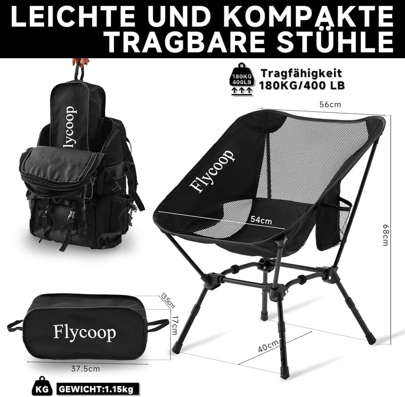 Flycoop összecsukható kemping szék 180kg teherbírás hordtáskával