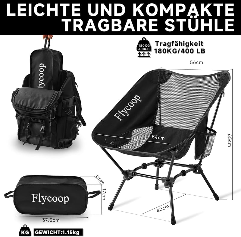 Flycoop Összecsukható Kemping Szék 180kg Hordozható Ultralight Piknik Túra Kempingezés