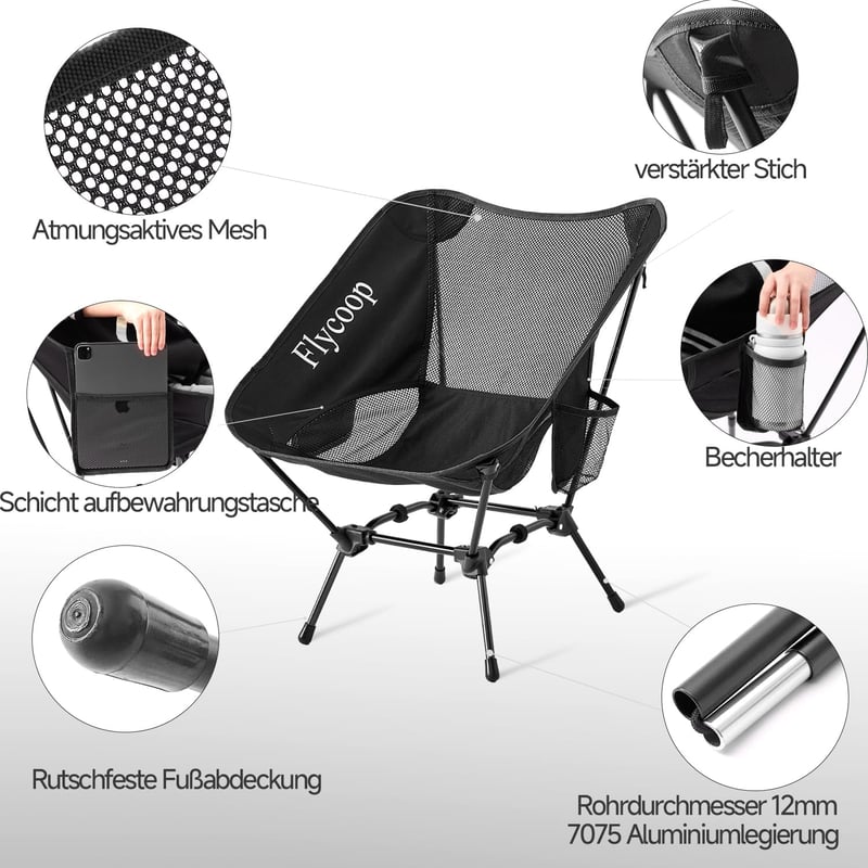 Flycoop Összecsukható Kemping Szék 180kg Hordozható Ultralight Piknik Túra Kempingezés