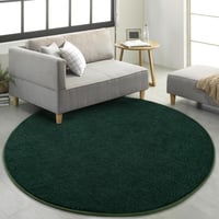 Covor rotund FlyDOIT pentru dormitor și sufragerie, 183x183 cm, verde închis, covor rotund gros din spumă cu memorie, moale, în stil minimalist modern 4