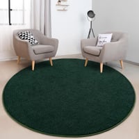 Covor rotund FlyDOIT pentru dormitor și sufragerie, 183x183 cm, verde închis, covor rotund gros din spumă cu memorie, moale, în stil minimalist modern 6