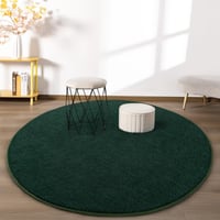Covor rotund FlyDOIT pentru dormitor și sufragerie, 183x183 cm, verde închis, covor rotund gros din spumă cu memorie, moale, în stil minimalist modern 3