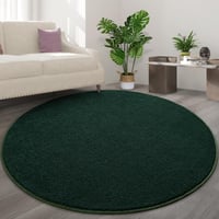 Covor rotund FlyDOIT pentru dormitor și sufragerie, 183x183 cm, verde închis, covor rotund gros din spumă cu memorie, moale, în stil minimalist modern 7