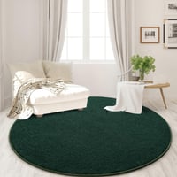 Covor rotund FlyDOIT pentru dormitor și sufragerie, 183x183 cm, verde închis, covor rotund gros din spumă cu memorie, moale, în stil minimalist modern 2
