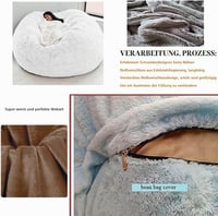 Husă pentru fotoliu puf gigant din blană artificială Flyhug pentru living, pentru adulți, rotundă, pluș moale, fără umplutură, fotoliu tip canapea leneșă, negru, 180 cm (6ft) 4