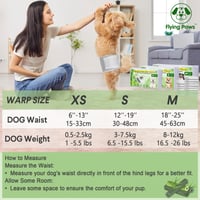 Flying Paws Plienky pre psov, samce, veľkosť M, 24 ks, s aktívnym uhlím na elimináciu zápachu, mäkké, priedušné, inkontinenčné nohavice pre šteniatka 6