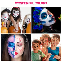 FLYISH DIRECT Profesionálna súprava na maľovanie na tvár na Halloween a karneval - Vodou riediteľný mejkap 30g x 2 farby, Biela + Červená 4