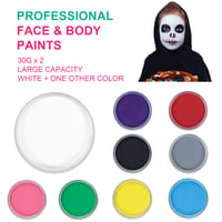 FLYISH DIRECT Profesionálna súprava na maľovanie na tvár na Halloween a karneval - Vodou riediteľný mejkap 30g x 2 farby, Biela + Červená 2